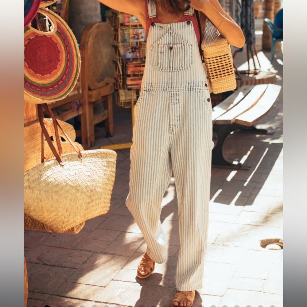 Faherty Topsail Striped Overalls Sz S
